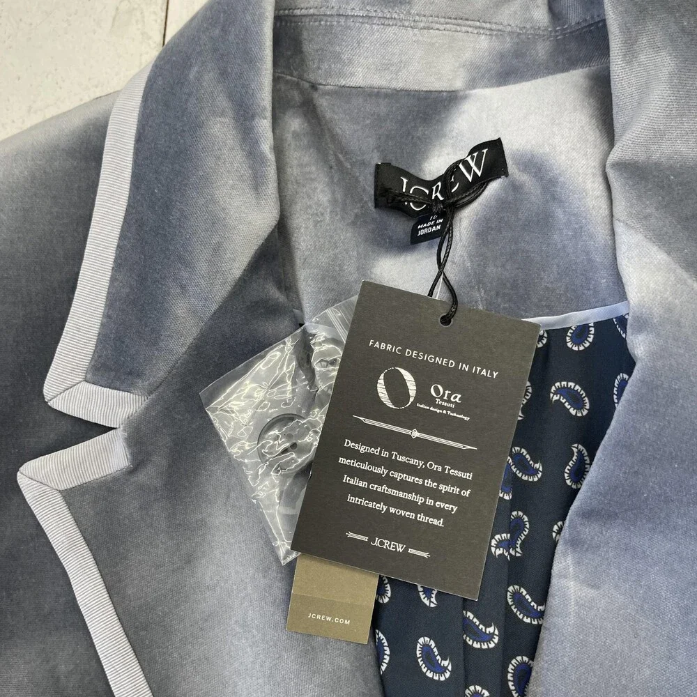 J.Crew Tuxedo Blazer Jacket Womens 10 Gray Velvet Two Button Lined Work Party - Picture 4 of 9